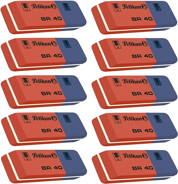 Pelikan BR40 Radierer aus Kautschuk blau / rot, 10 Radierer
