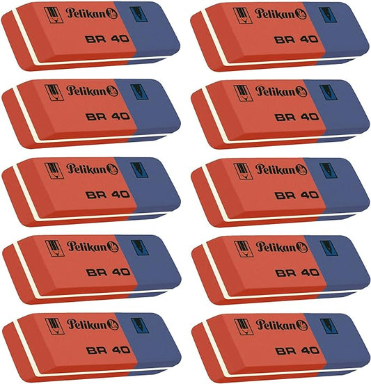 Pelikan BR40 Radierer aus Kautschuk blau / rot, 10 Radierer